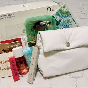 New Dior Pouch & Beauty Bundle With Dior Hydra Life Micellar Cleanser (10 Items)
